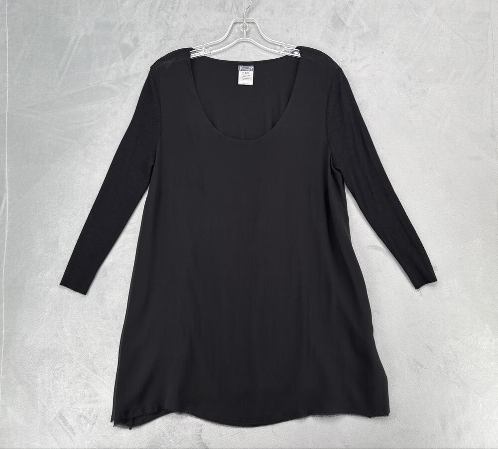 KristenseN Du Nord Blouse Womens 4 Black Tunic Scoop Neck Silk Cashmere Pullover